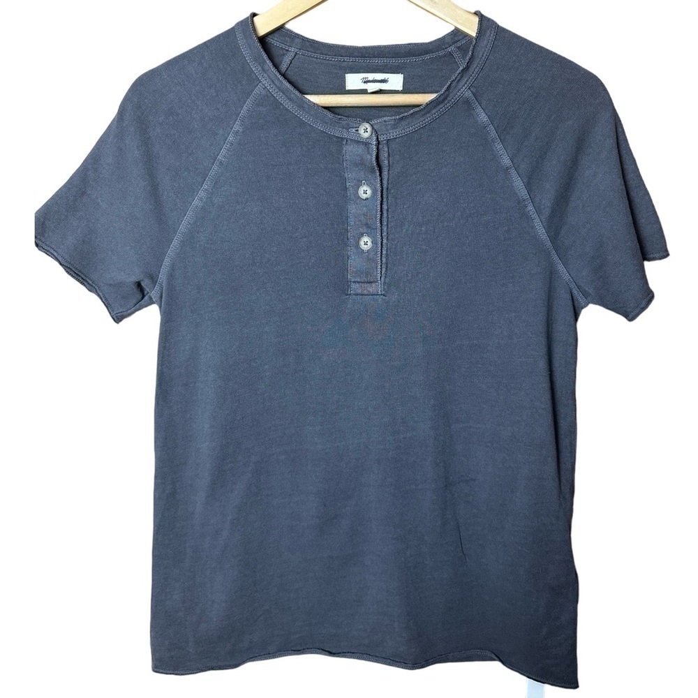 Madewell Black Garment Dyed Raglan Henley Tee XS - Picture 5 of 11